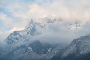 Fototapeta na wymiar Snow covered alps in near Trimmis in Grison in Switzerland