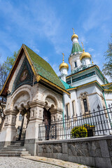 Fototapeta na wymiar Saint Nicholas Church in Sofia, Bulgary (Russian church)