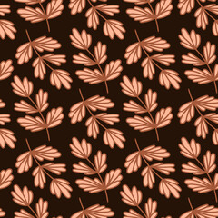 Seamless Floral Pattern with Branches and Leaves. Nature background, sketch, graphic print