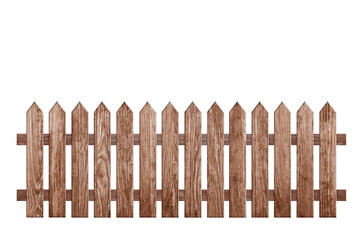 Wooden fence isolated on white with clipping path