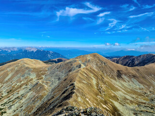 Panoramic hiking leading to the summit of Seckauer Zinken in the Lower Tauern mountain range,...