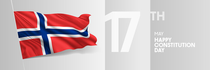 Fototapeta premium Norway happy constitution day greeting card, banner vector illustration