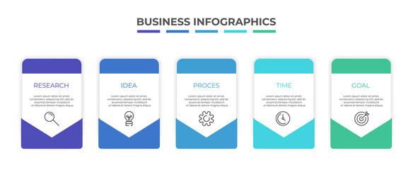 Business infographics 5 step concept. Visualisation business process