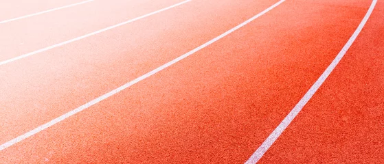 Poster track running, Red treadmill in sport field. soft focus © ALEXSTUDIO