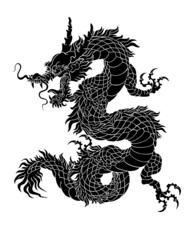 Oriental painting dragon illustration tattoo transfer line mane wave 01