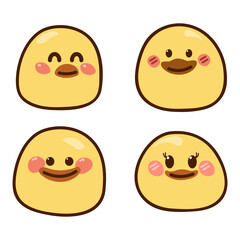 Cute chickens in the form of a circle. Set of kawaii vector illustrations.