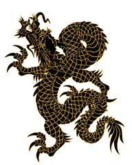 Oriental painting dragon illustration tattoo transfer line body twist wave 01