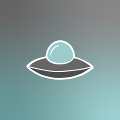 Ufo icon isolated on blue gradient background. Vector illustration.