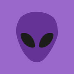 Alien Face or Head Line Symbol Art Vector icon for apps and websites.