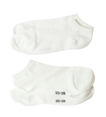 White short socks isolated on white background with clipping path