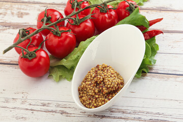 Mustard seeds sauce in the bowl