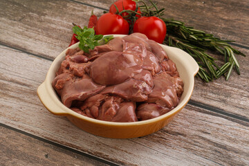 Raw chicken liver in the bowl