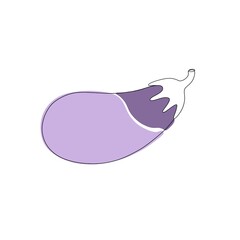 One line hand drawn eggplant. Vector minimalist illustration isolated on white background. 