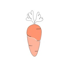 One line hand drawn carrot. Vector minimalist illustration isolated on white background. 