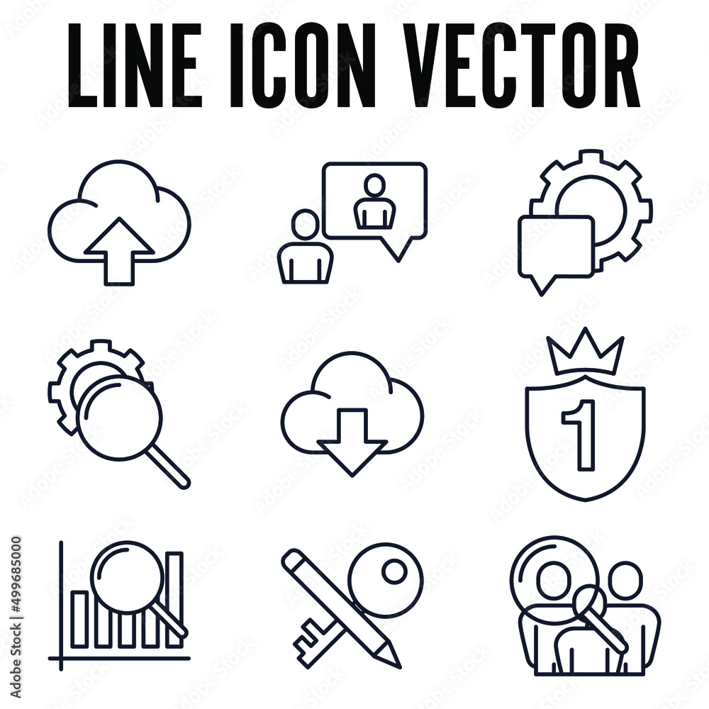 Poster search engine optimization. seo set icon symbol template for graphic and web design collection logo 