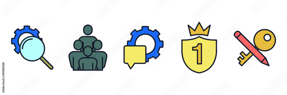 Poster search engine optimization. seo set icon symbol template for graphic and web design collection logo 