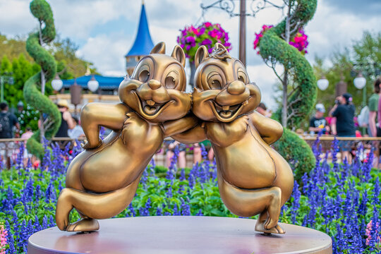 Chip and Dale Gold Statue 50th Anniversary Disney