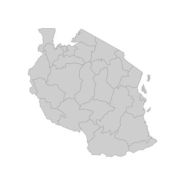 Outline political map of the Tanzania. High detailed vector illustration.