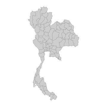 Outline political map of the Thailand. High detailed vector illustration.