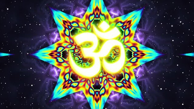 Animated Om Symbol with mandala background