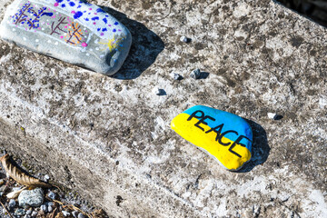 peace for ukraine on an stone