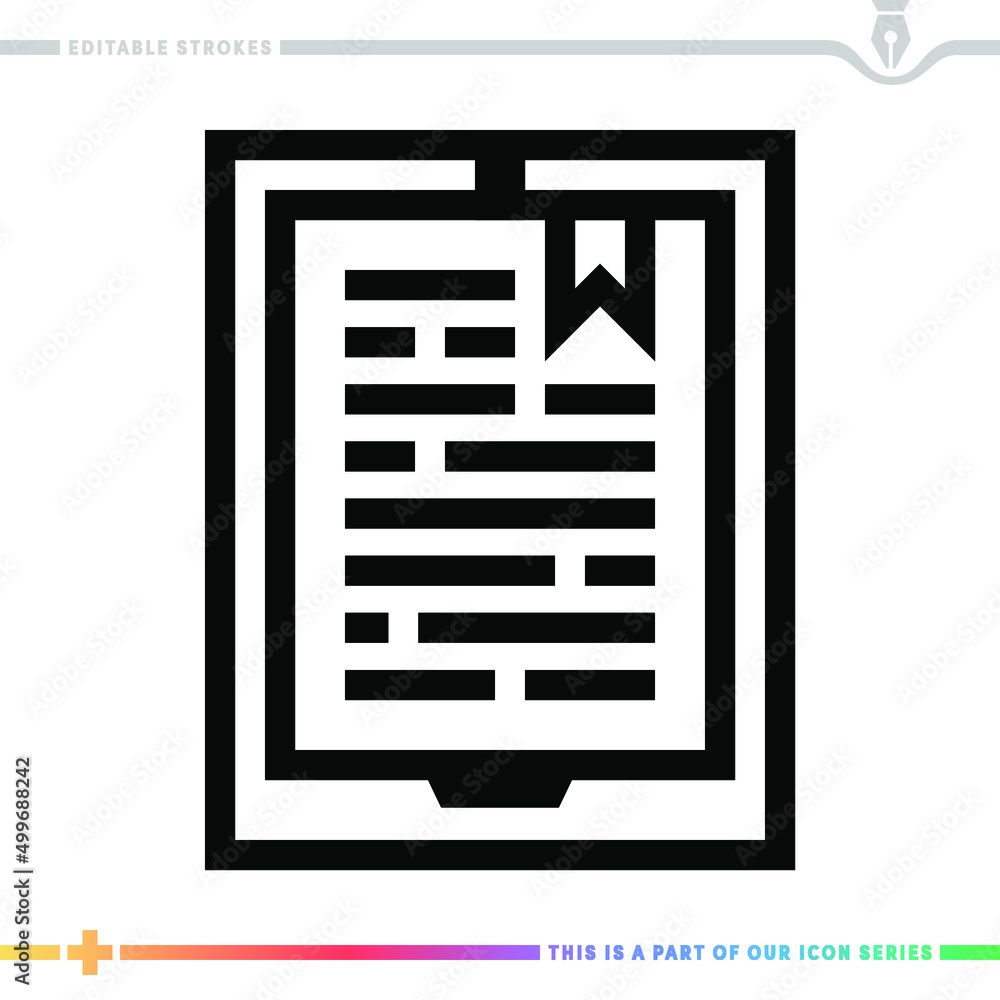 Poster line icon for electronic book and digital file illustrations with editable strokes. this vector grap