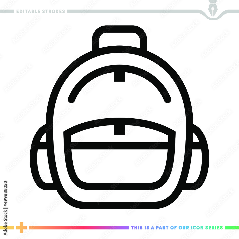 Poster line icon for school bag illustrations with editable strokes. this vector graphic has customizable s