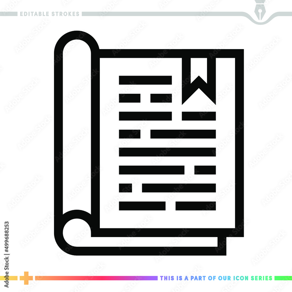 Poster line icon for book review illustrations with editable strokes. this vector graphic has customizable 