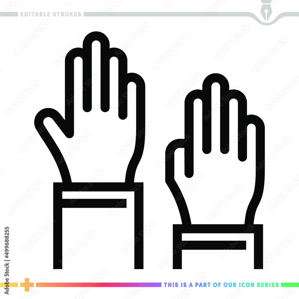 Aufkleber line icon for raising hands illustrations with editable strokes. this vector graphic has customizabl