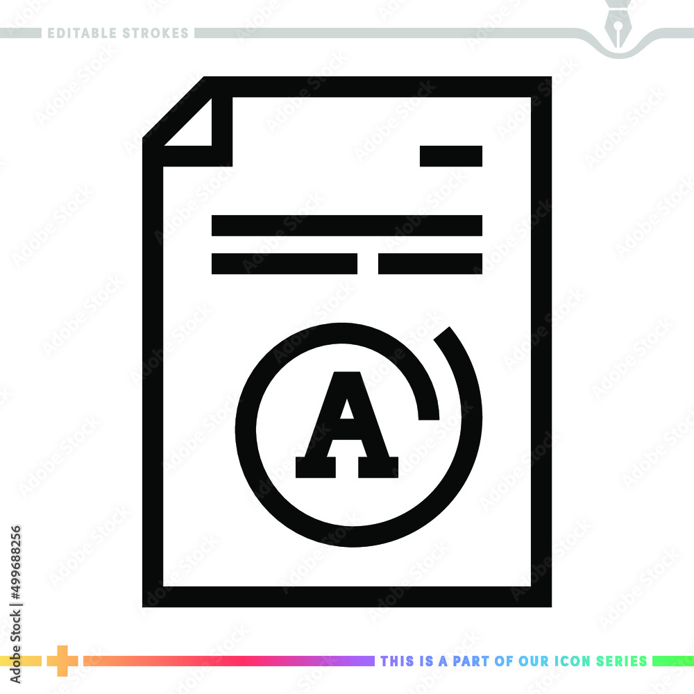 Poster line icon for grade classification illustrations with editable strokes. this vector graphic has cust