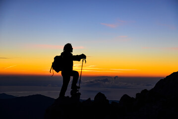 Fototapeta na wymiar mountaineering hikes and excursions in the summit mountains