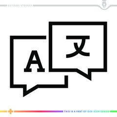 Line icon for speak and translate  illustrations with editable strokes. This vector graphic has customizable stroke width.