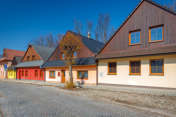 Houses at Old Market in Kezmarok town, Slovakia, Europe.