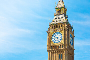 Fototapeta na wymiar Elizabeth Tower, originally referred to as the Clock Tower, but more popularly known as Big Ben.