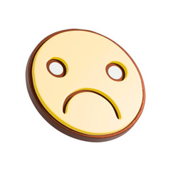 Sad face 3d illustration. Cartoon character isolated on white background.