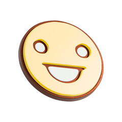 Happy smiley face 3d illustration. Cartoon character isolated on white background.