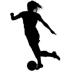 Female Soccer player, Woman's Soccer in motion. Women's football running up for ball tee shot front view sport Silhouette