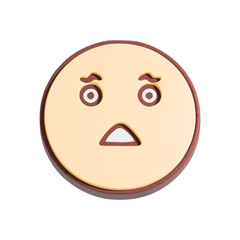 Sad face 3d illustration. Cartoon character isolated on white background.