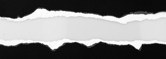 Fototapeta premium Ripped black paper on plain background, space for copy