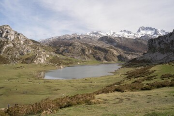 mountain landscape in lakes of Covadonga in Asturias, Spain
