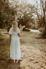 The boho girl with sunflowers