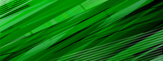 Dark green abstract dynamic rectangular banner. Lines, angular shapes