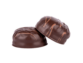 Obraz premium Two souffles in chocolate isolated on white background.