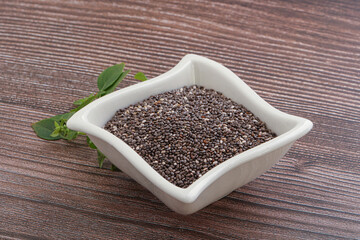 Dietary chia seeds in the bowl