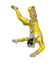 astronaut explorer is falling down after been beaten