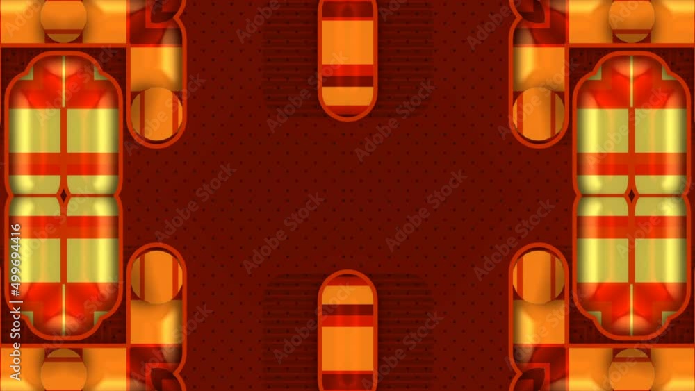 Poster Abstract 3d rendering kaleidoscopic pattern of geometric shapes loop animation