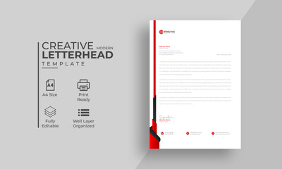 Modern Creative clean letterhead design template,or red color Minimalist letterhead design template