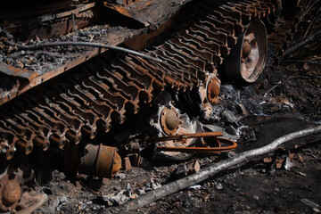 Burnt Russian tank in Ukraine
