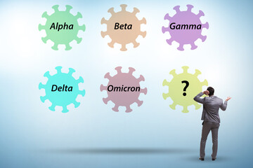 Concept of new covid 19 variants with businessman