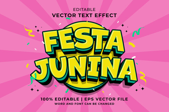 Editable text effect Festa Junina 3d Cartoon template style premium vector